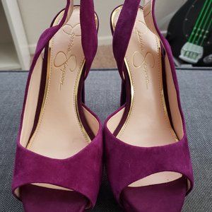 Never Worn Jessica Simpson Purple Suede Slingbacks